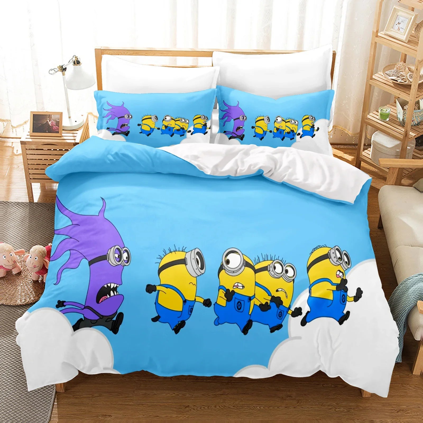 Minions Duvet Cover Set – 3-Piece Cartoon Bedding for Kids (Twin Size) - Image 13