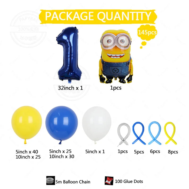 Minions Balloon Arch Set – 145pcs Party Decoration Kit for Birthdays & Baby Showers - Image 5