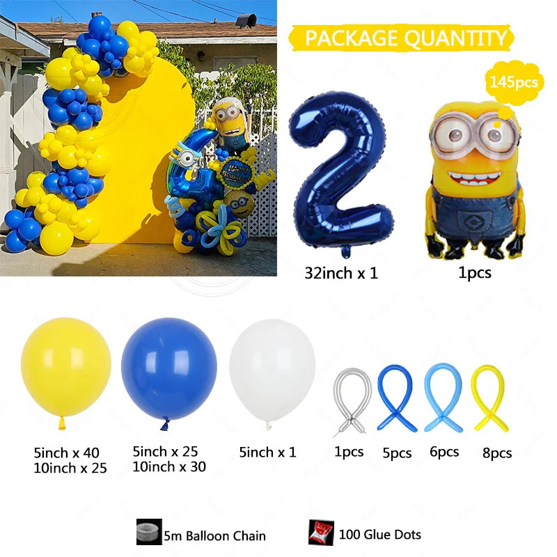 Minions Balloon Arch Set – 145pcs Party Decoration Kit for Birthdays & Baby Showers - Image 10