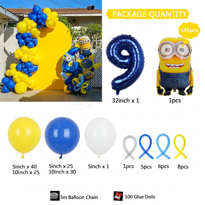 Minions Balloon Arch Set – 145pcs Party Decoration Kit for Birthdays & Baby Showers - Image 7