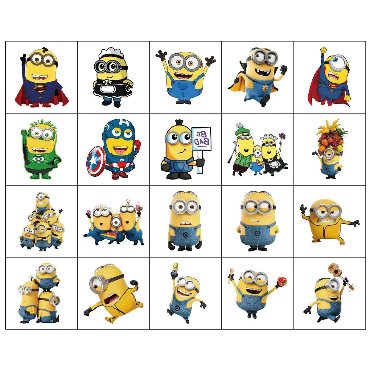 Minions Temporary Tattoo Set – 20pcs Cute Body Art Stickers for Kids & Parties - Image 6