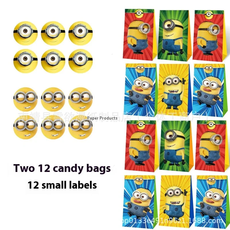 Minions Party Candy & Popcorn Bags – Cartoon Gift Bags for Events